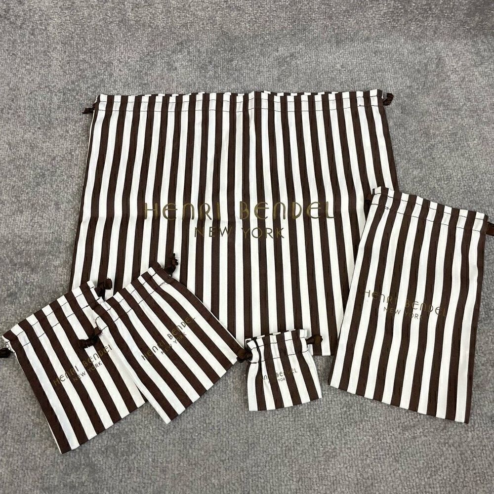 Lot of 5 Henri Bendel Striped Gift Bags Pouches Drawstring